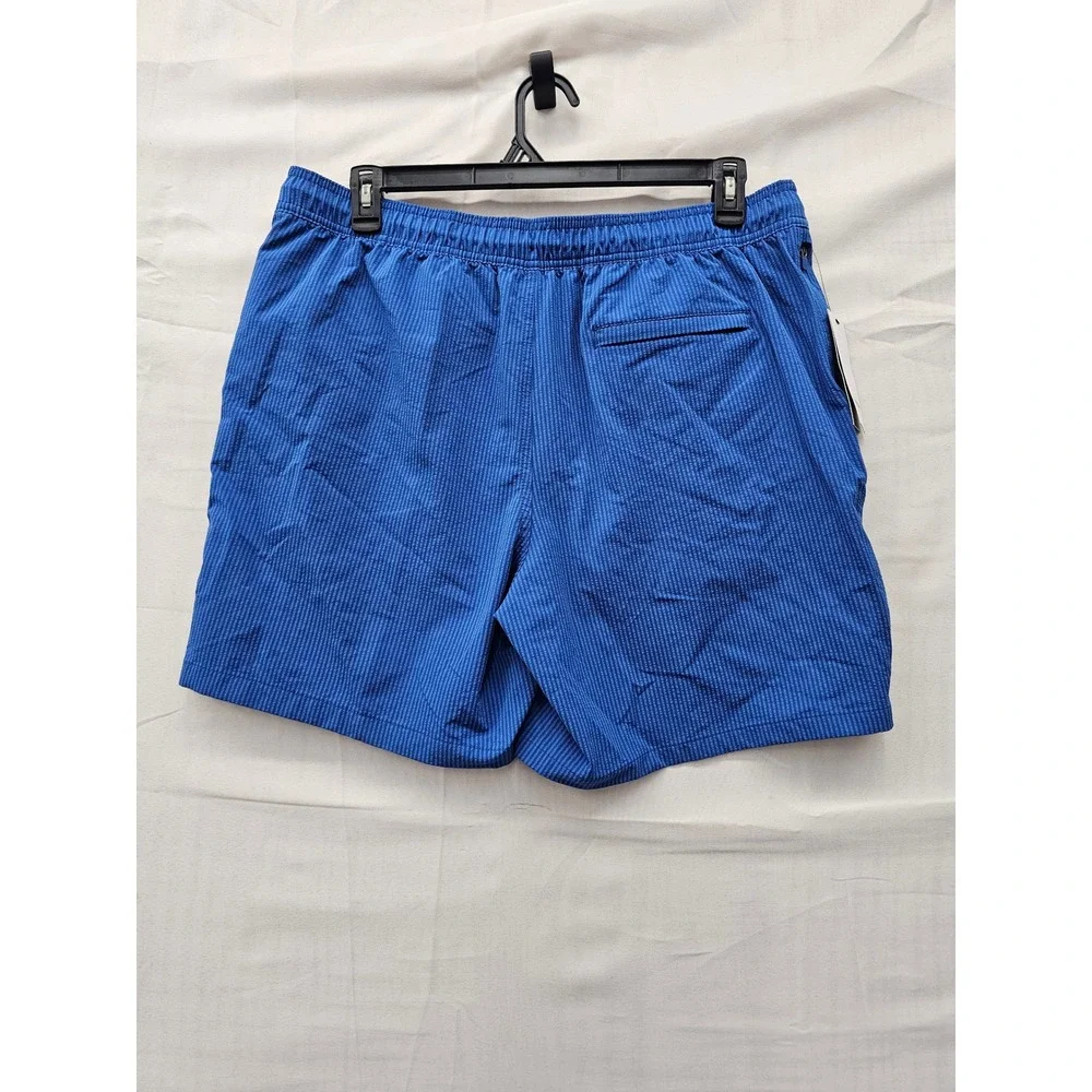 Goodfellow & Co Mens Seersucker Swim Trunks Blue Polyester Casual Size Large